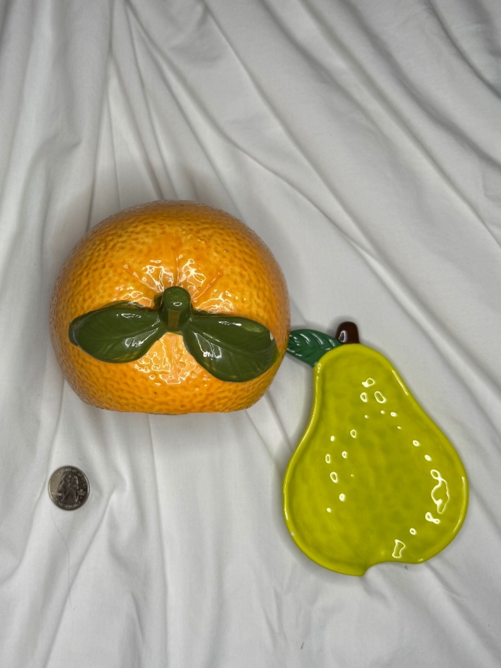 Fruit Set- Pear Spoon Rest & Orange Sponge Holder